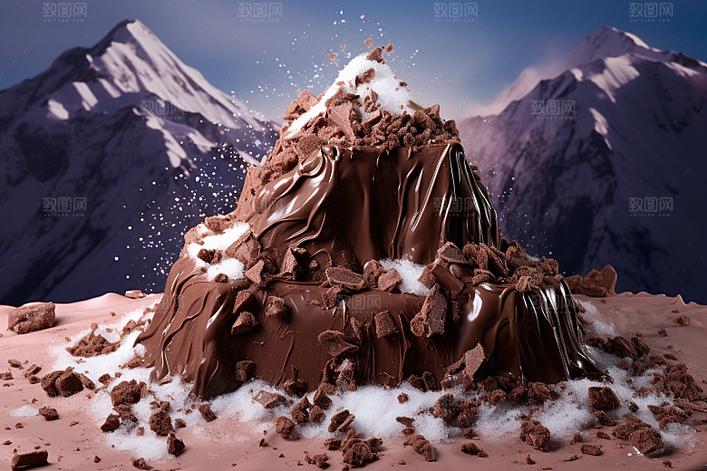 巧克力雪山甜食艺术品素材