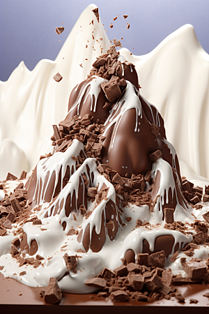 巧克力雪山美味巧克力雕刻素材