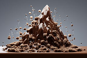 巧克力雪山甜食微缩风光素材
