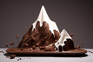 巧克力雪山甜食美味素材