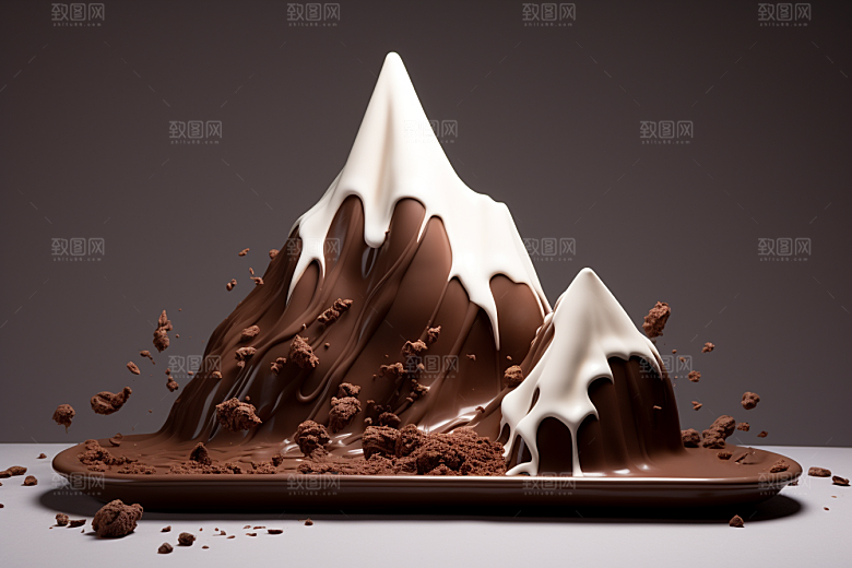 巧克力雪山甜食美味素材