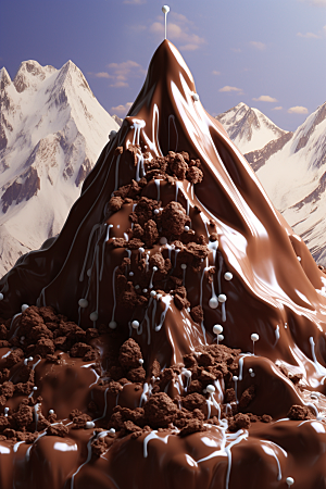 巧克力雪山可可美味素材