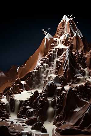 巧克力雪山可可美食素材