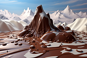 巧克力雪山甜食艺术品素材