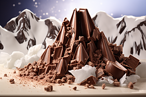 巧克力雪山可可甜食素材