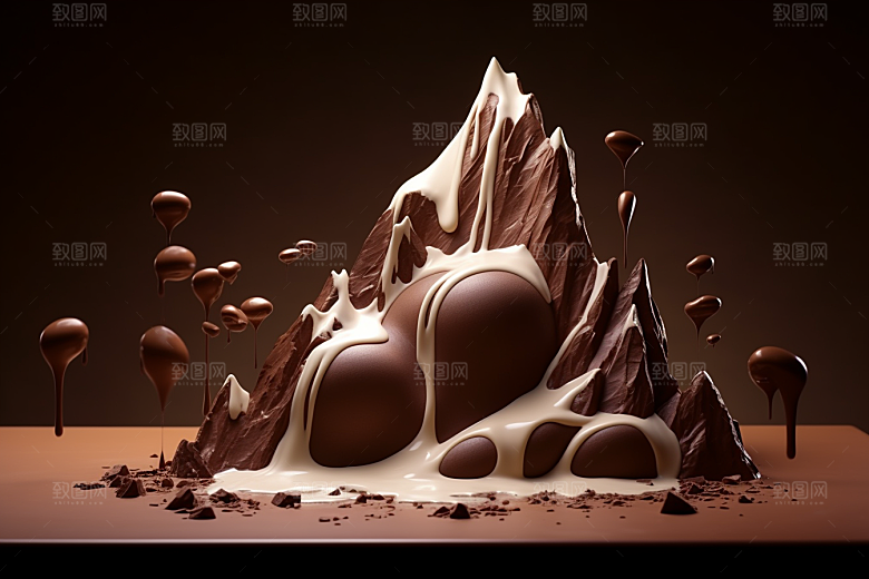 巧克力雪山甜食可可素材