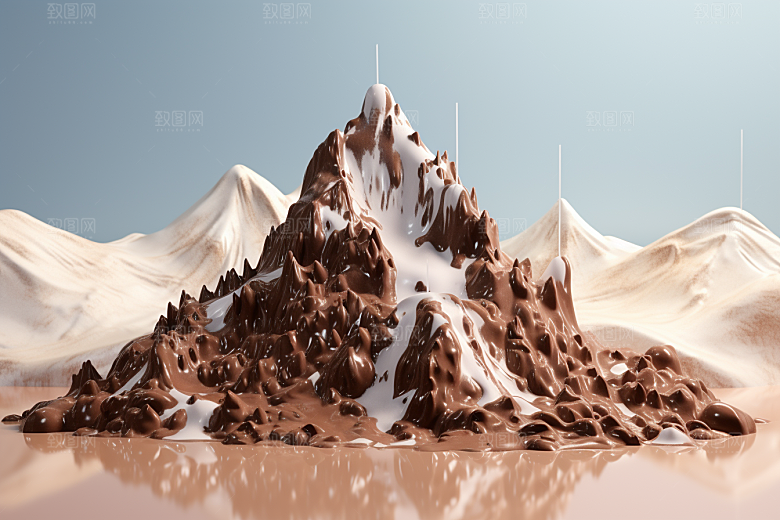 巧克力雪山美食巧克力雕刻素材