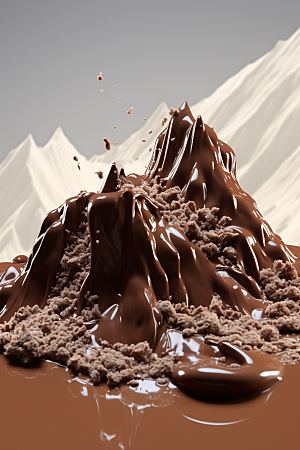 巧克力雪山可可美食素材