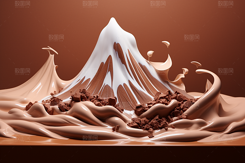 巧克力雪山甜食巧克力雕刻素材