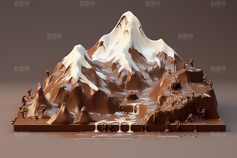 巧克力雪山艺术品可可素材