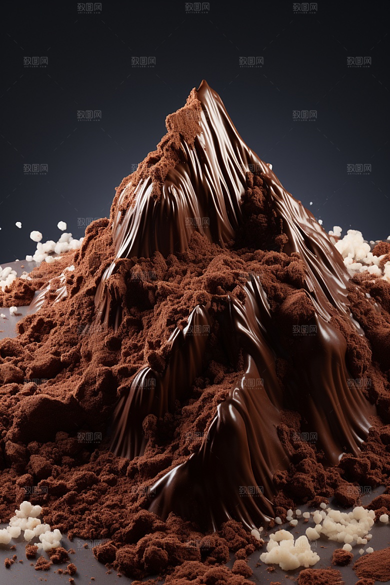 巧克力雪山美食巧克力雕刻素材