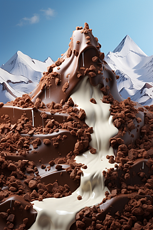 巧克力雪山艺术品微缩风光素材