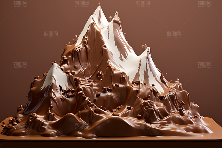 巧克力雪山巧克力雕刻美食素材