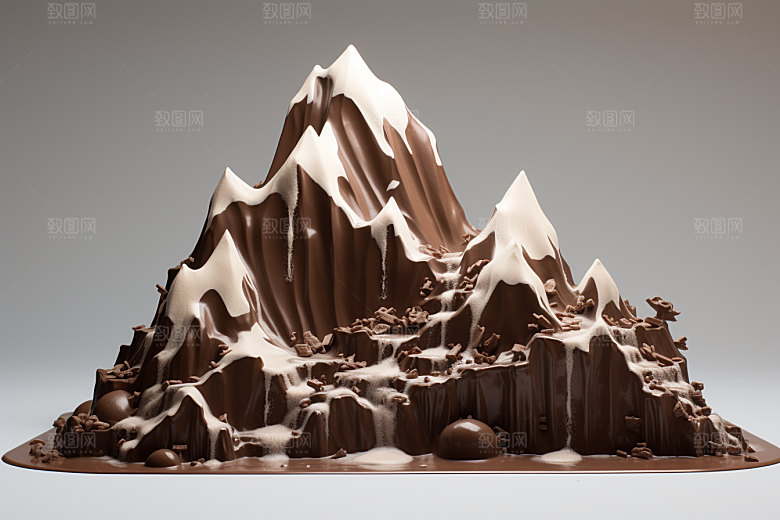 巧克力雪山甜食美食素材