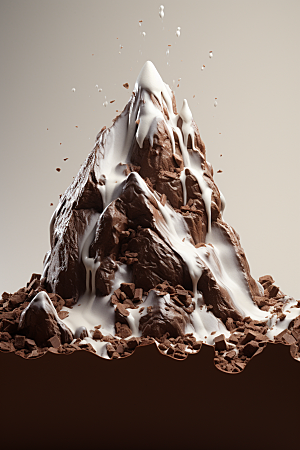 巧克力雪山美食微缩风光素材