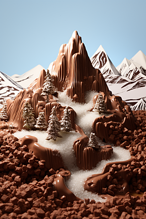 巧克力雪山巧克力雕刻美食素材