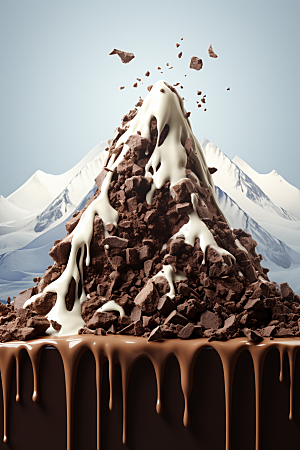 巧克力雪山甜食可可素材