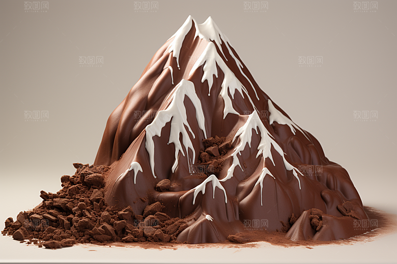 巧克力雪山艺术品美食素材