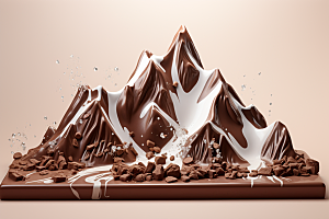 巧克力雪山艺术品微缩风光素材