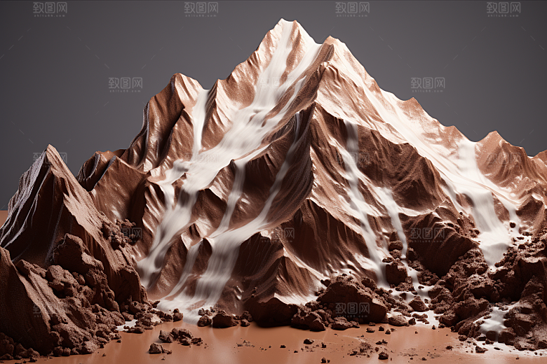 巧克力雪山艺术品美味素材