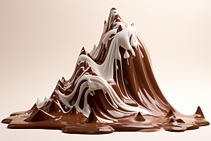 巧克力雪山微缩风光美味素材