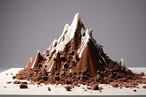 巧克力雪山甜食微缩风光素材