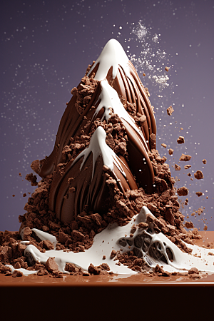 巧克力雪山甜食高清素材