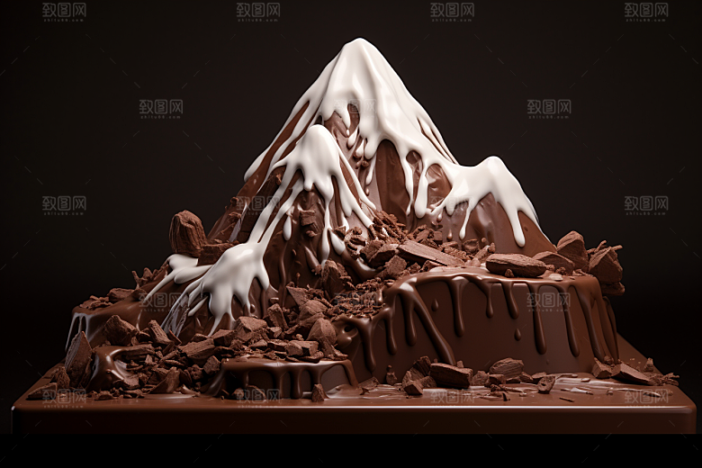 巧克力雪山甜食艺术品素材