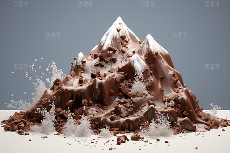 巧克力雪山甜食艺术品素材