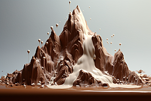巧克力雪山巧克力雕刻美味素材