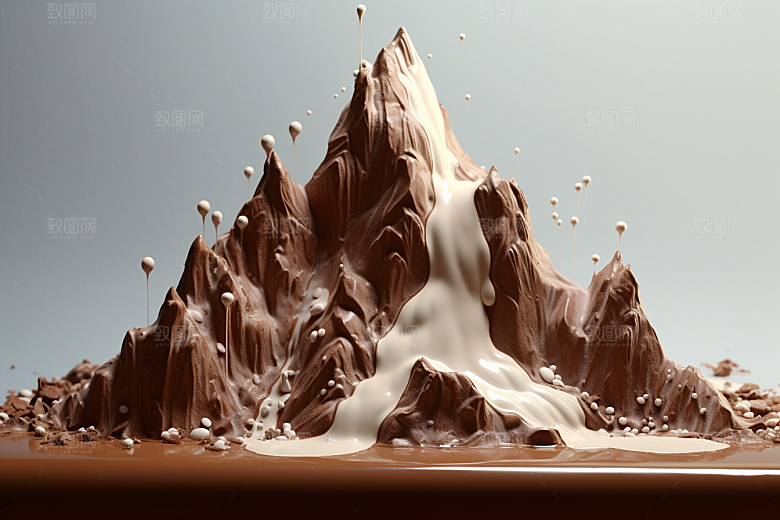 巧克力雪山巧克力雕刻美味素材
