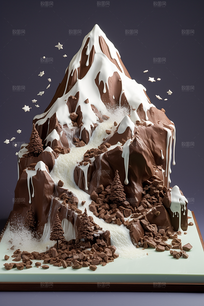 巧克力雪山美味美食素材