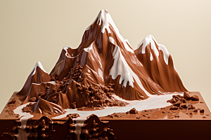 巧克力雪山可可微缩风光素材