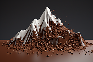巧克力雪山美食可可素材