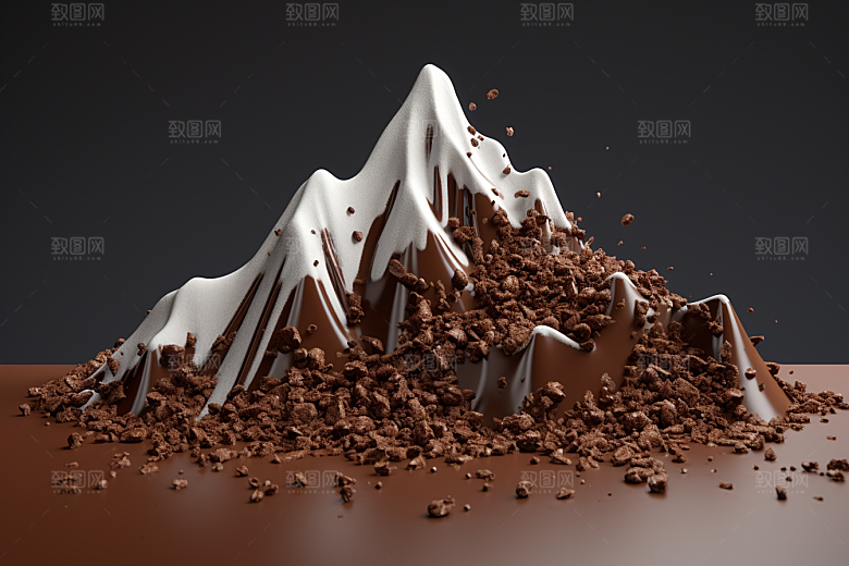 巧克力雪山美食可可素材