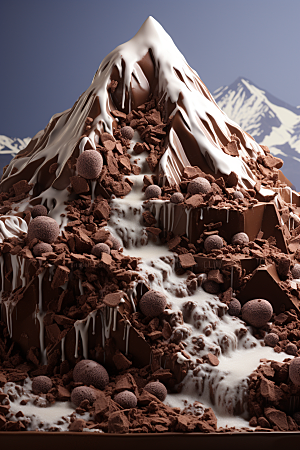 巧克力雪山美味高清素材
