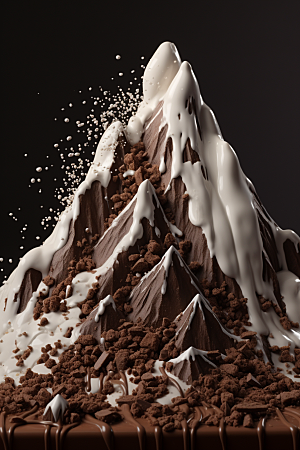 巧克力雪山微缩风光艺术品素材