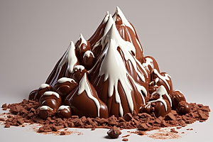 巧克力雪山微缩风光美食素材
