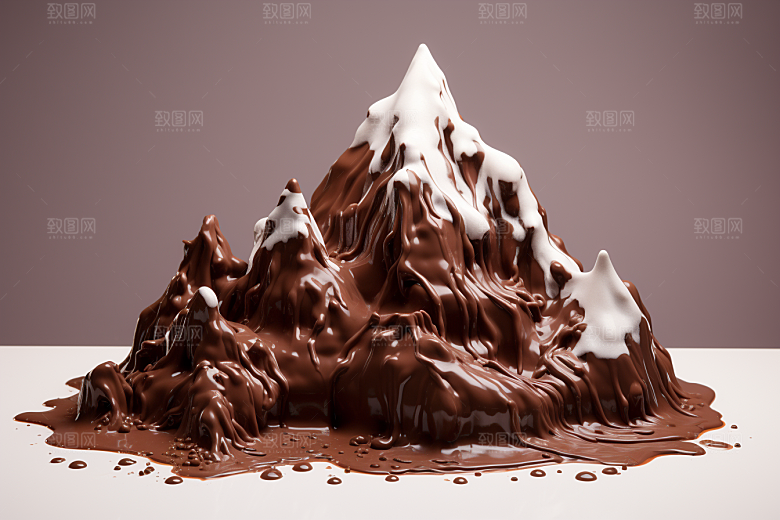 巧克力雪山美食可可素材