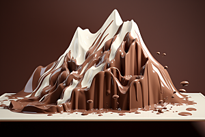 巧克力雪山高清甜食素材