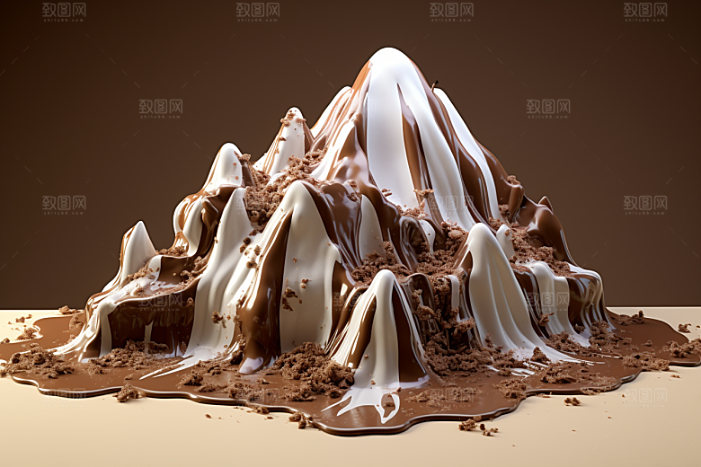 巧克力雪山甜食艺术品素材