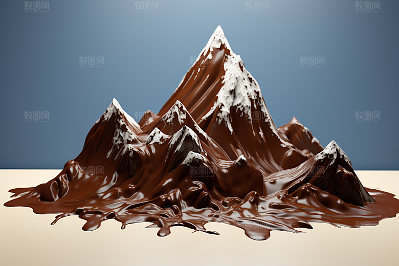 巧克力雪山巧克力雕刻美食素材