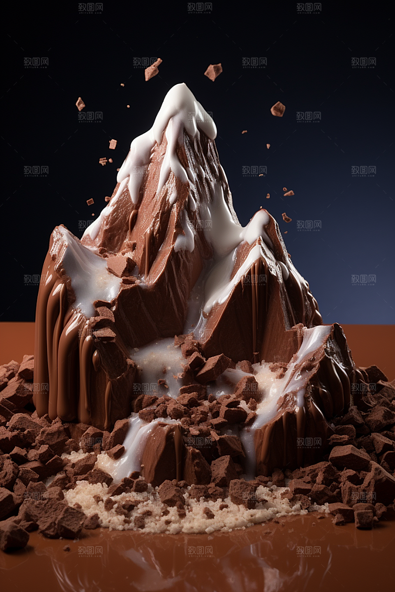 巧克力雪山美食可可素材