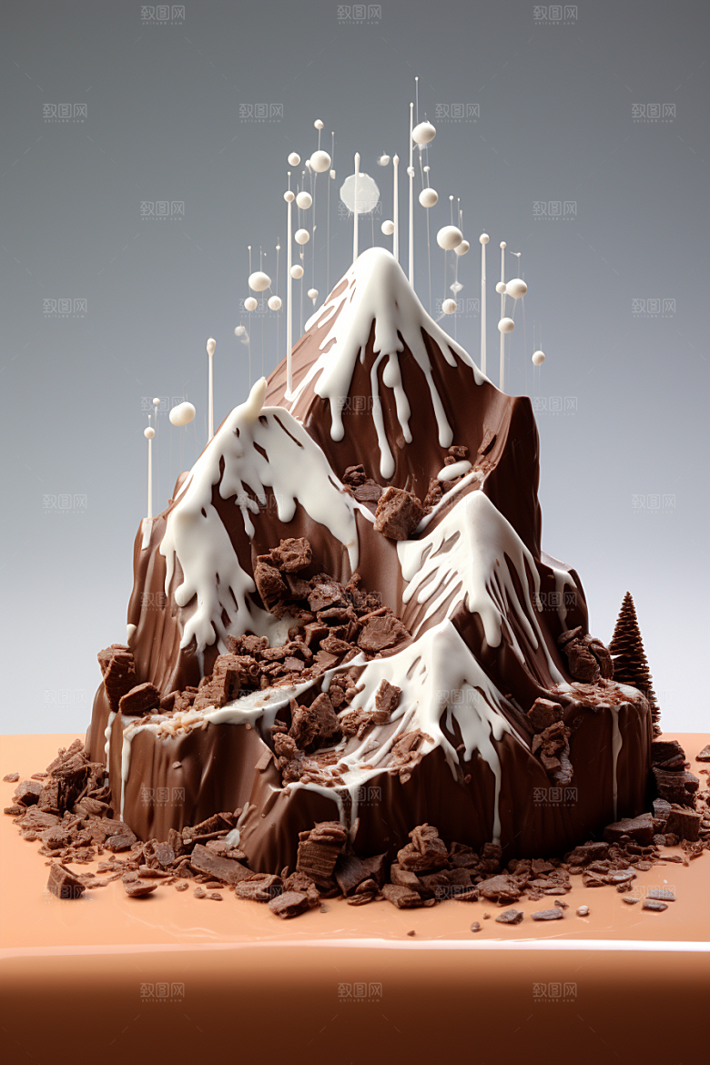巧克力雪山美味艺术品素材