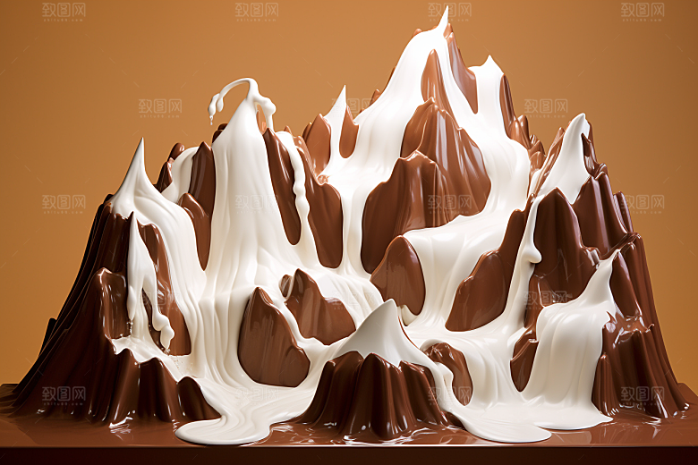 巧克力雪山可可美食素材