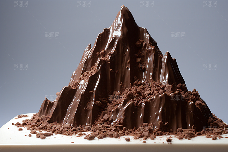 巧克力雪山甜食微缩风光素材