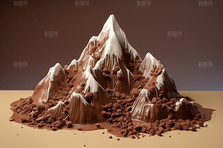 巧克力雪山可可美食素材