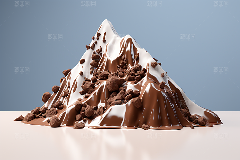 巧克力雪山美食甜食素材