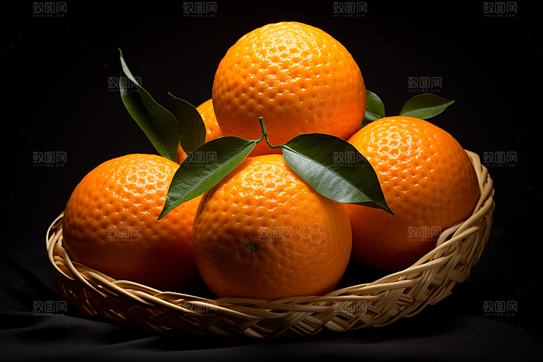 脐橙橙子果篮高清摄影图