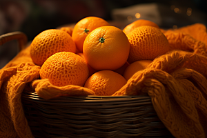 脐橙橙子秋季美食果篮摄影图